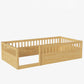 Twin Floor Bed Frame with Fence, Wood Kids Floor Beds Frame for Bedroom Playroom,Natural