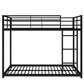 Full over Full Metal Bunk Bed Low Bunk Bed with Ladder Black