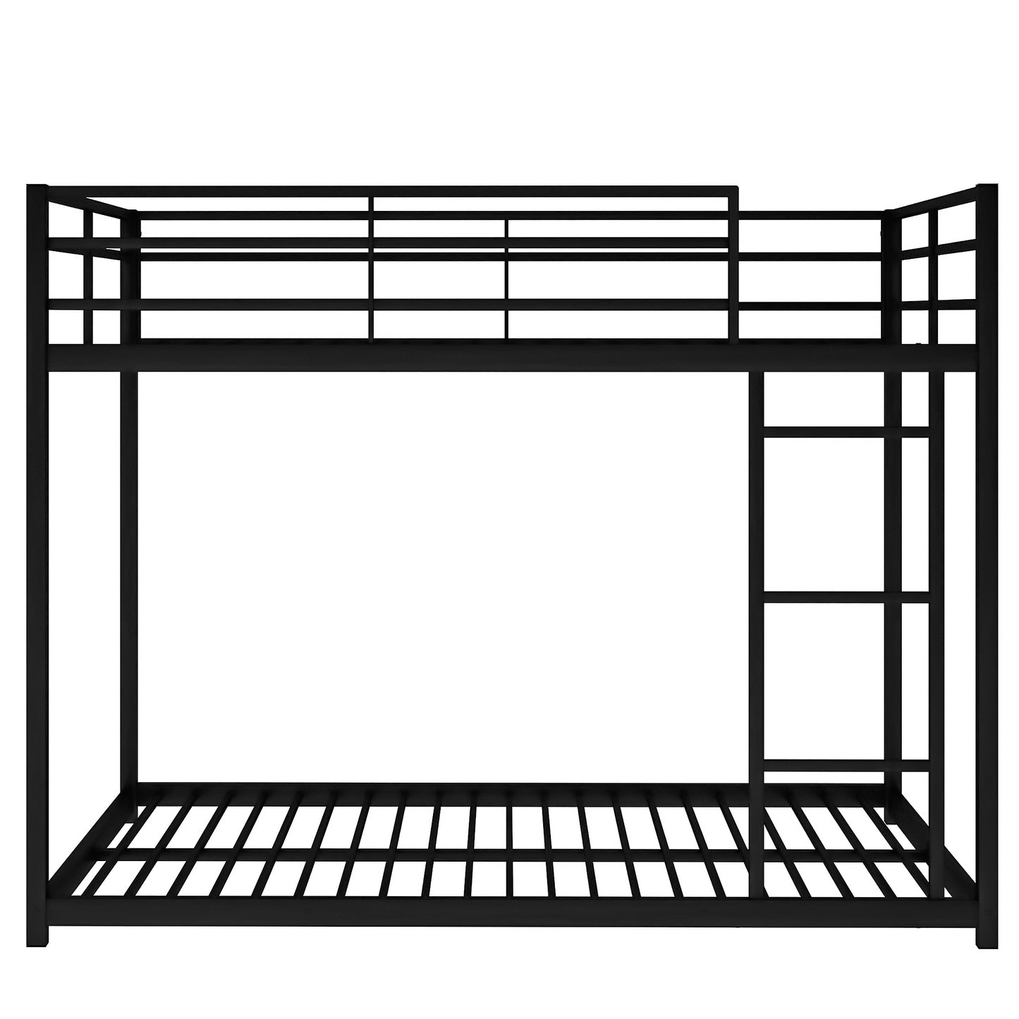 Full over Full Metal Bunk Bed Low Bunk Bed with Ladder Black