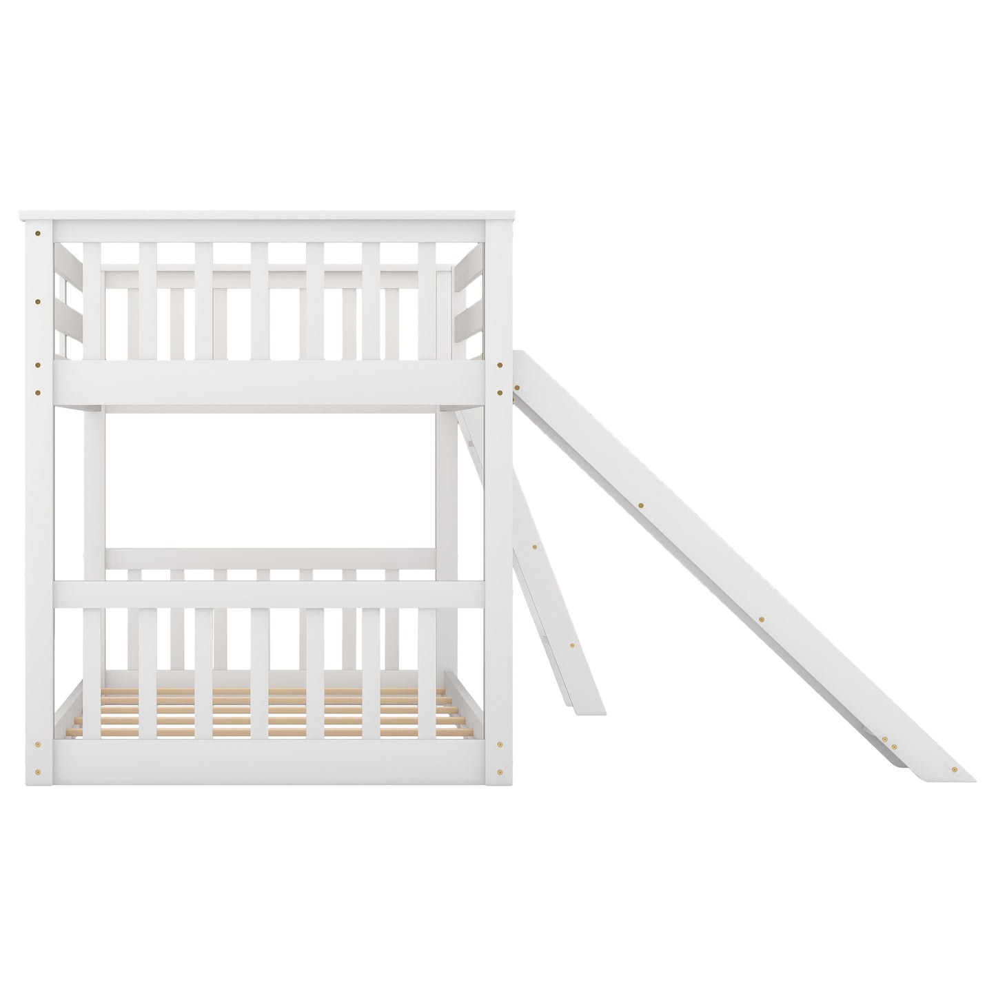 Twin over Twin Bunk Bed with Convertible Slide and Ladder  White