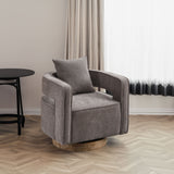 Swivel Accent Open Back Chair Modern Comfy Sofa Chair With Weathered Base (Charcoal,Linen Blend)