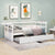 win Size Daybed with Trundle and Foldable Shelves on Both Sides White