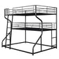 Full XL over Twin XL over Queen Size Triple Bunk Bed with Long and Short Ladder,Black