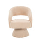 Swivel Accent Chair Armchair  Round Barrel Chair in Fabric for Living Room Bedroom Nude Teddy