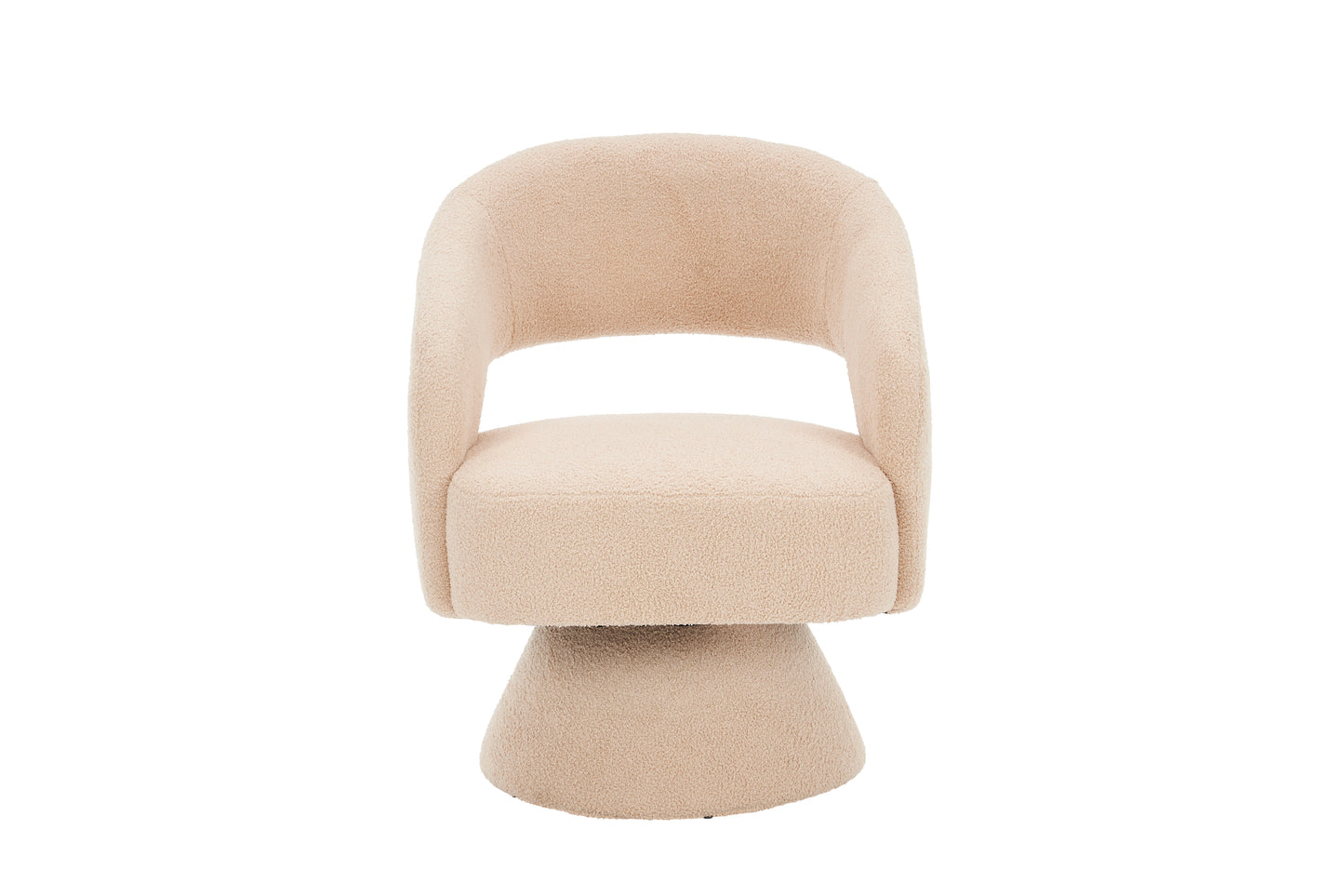 Swivel Accent Chair Armchair  Round Barrel Chair in Fabric for Living Room Bedroom Nude Teddy