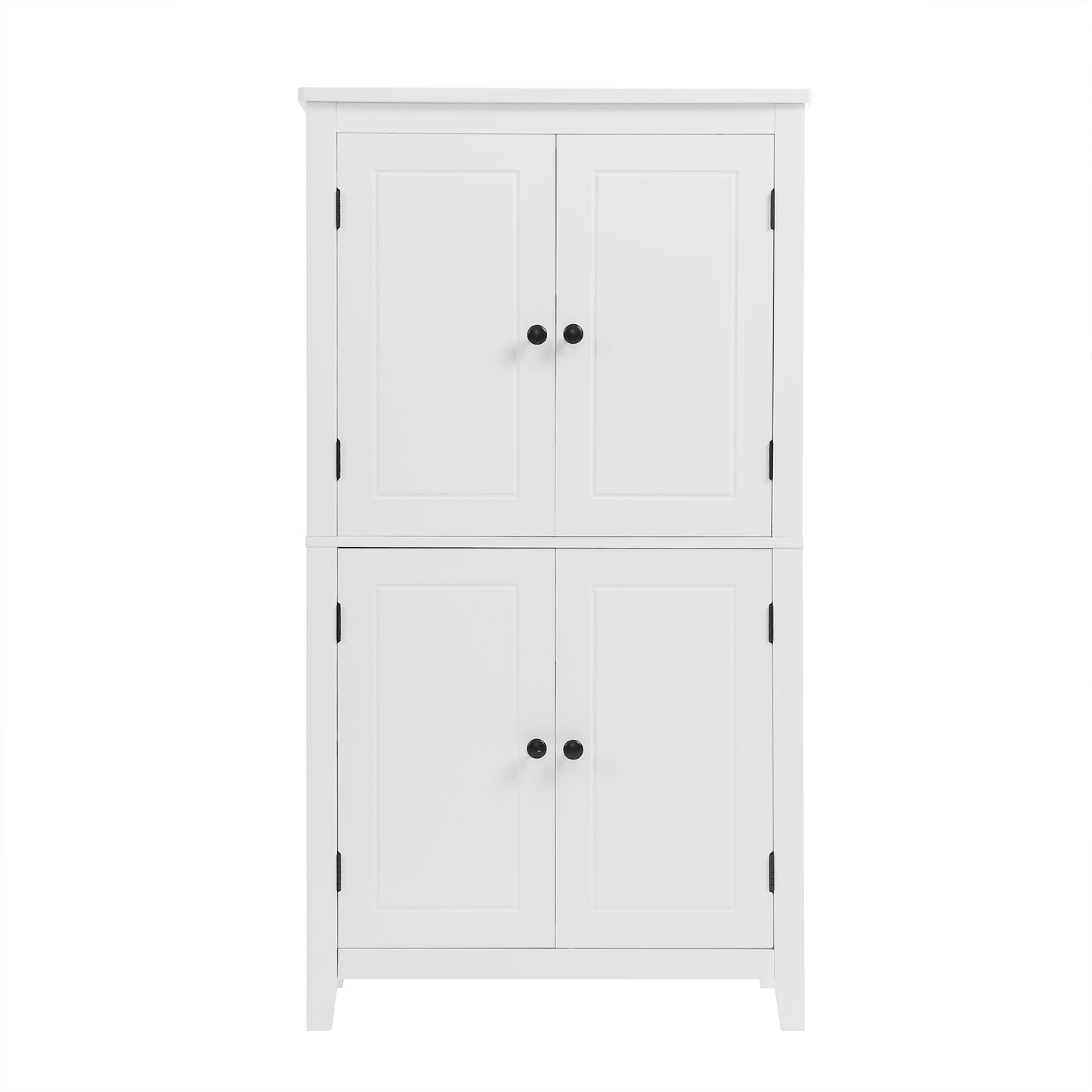 Bathroom floor storage cabinet, bathroom storage unit, 4-door independent cabinet, adjustable shelf, adaptive shelf, white