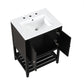 Black Modern Sleek Bathroom Vanity Elegant Ceramic Sink with Solid Wood Frame Open Style Shelf