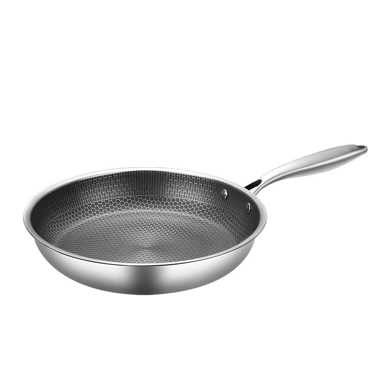 Stainless Steel Full Screen Honeycomb Frying Pan Household Fried Egg Steak Pancake Easy To Clean Non-Stick Pan