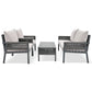 Outdoor Furniture with Tempered Glass Table, Deep Seating with Thick Cushions for Backyards and Porches, Grey