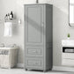 Tall Bathroom Storage Cabinet, Freestanding Storage Cabinet with Two Drawers and Adjustable Shelf, MDF Board , Grey