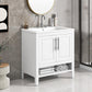 Bathroom Vanity with Sink Multi-functional Bathroom Cabinet with Doors and Drawers Solid Frame and MDF Board, White