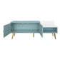 Modern Shoe Storage Bench with Hidden Storage and Upholstered Cushions, Tiffany Blue Finish