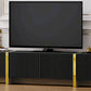 Luxury Fluted TV Stand for TVs Up to 80'', Modern Entertainment Center with Storage Cabinets & Drawers Black