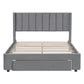 Full Size Storage Bed Velvet Upholstered Platform Bed with a Big Drawer - Gray