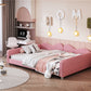 Full size Upholstered Daybed, Sherpa Fabric Sofabed with Cloud-Shaped Backrest, No Box-spring Needed, Pink