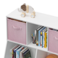 Kids Bookcase with Collapsible Fabric Drawers Children's Toy Storage Cabinet for Playroom White/Pink