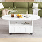 ON-TRANS flexible cream style coffee table with 2 brake wheels, drawers, large storage space, white, 39.37 '' x 23.6 ''