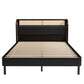 Modern Cannage Rattan Wood Platform Queen Bed, Black Finish for Stylish Bedrooms