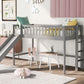 Twin Size Low Loft Bed with Ladder and Slide  Gray