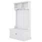 Hall Tree with Storage Shoe Bench, 4-in-1 Design with Coat Racks and 4 Hooks, White Finish