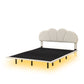 Queen Size Upholstery LED Floating Bed with PU Leather Headboard and Support Legs,Beige