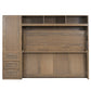 Full Size Murphy Bed with Wardrobe, Drawers, and Open Shelves, Antique Grey Finish for Functional Bedrooms