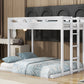 Twin over Full Bunk Bed with Built-in Ladder,White