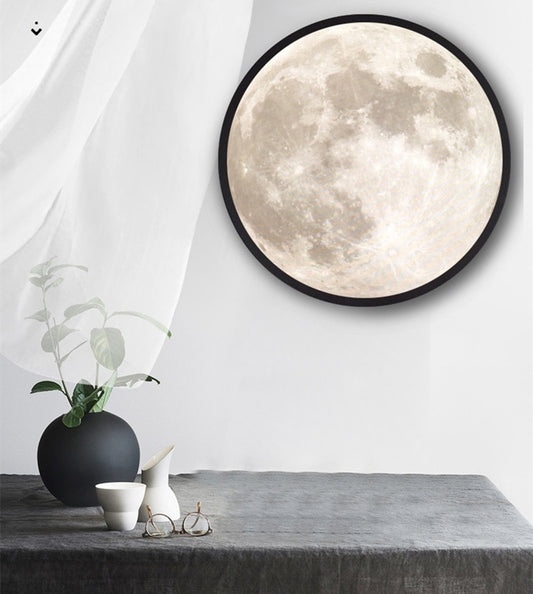 Lámpara de luna con espejo LED, lámparas de mercurio, espejo colgante con marco de madera para maquillaje romántico, regalo para niña, decoración de dormitorio 