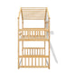 Twin over Twin House Bunk Bed with Roof , Window, Window Box, Door , with Safety Guardrails and Ladder, Natural/White