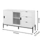 Modern characteristic storage cabinet side panel with glass sliding door and 3 drawers, dining table cabinet in white color