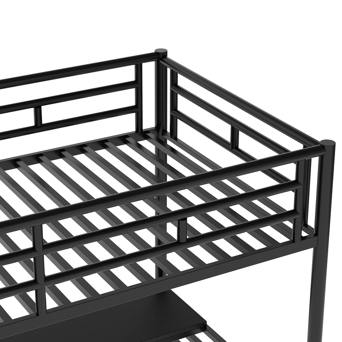 Metal Loft Bed Frame with Desk  No Box Spring Needed Twin Black