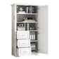 Tall and Wide Storage Cabinet with Doors, Three Drawers for Bathrooms and Offices, White Finish