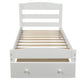 Platform Twin Bed Frame with Storage Drawer and Wood Slat Support No Box Spring Needed White