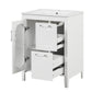 Bathroom Vanity with Sink, Bathroom Vanity Cabinet with Two Drawers and Door, Adjustable Shelf, Solid Wood and MDF, White