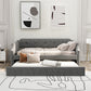 Upholstered Daybed with Trundle, Wood Slat Support,Upholstered Frame Sofa Bed   Twin Gray