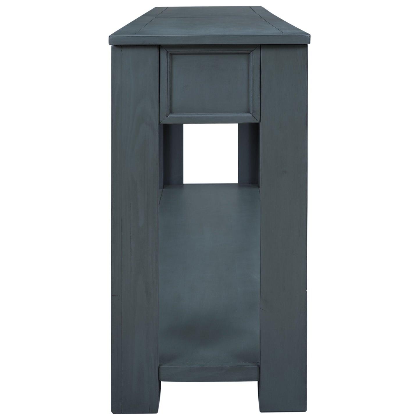 TREXM Console Table with Storage Drawers and Bottom Shelf, Navy Finish for Entryways and Hallways