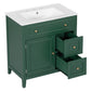 30" Bathroom Vanity with Sink Top, Solid Wood Cabinet with Door and Two Drawers, Green