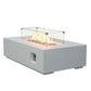 52 Inch Outdoor Concrete Propane gas rectangle Fire Pit table in Antique white color