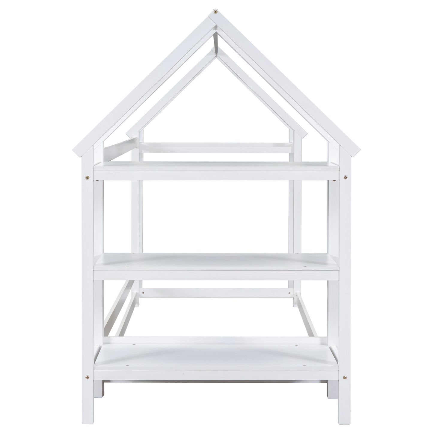 Twin House-Shaped Floor Bed with 2 Detachable Stands White