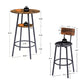 Round bar stool set with shelf upholstered stool with backrest Rustic Brown 23.62'' W x 23.62'' D x 35.43'' H