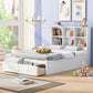 Full Size Platform Bed with Storage Headboard, Charging Station and 2 Drawers White