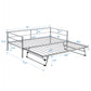 Twin Size Metal Daybed with Adjustable Trundle  Pop Up Trundle  Silver