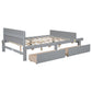 Full Bed with Footboard Bench 2 drawers Grey