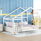 Twin Size Wooden House Bed Twin Floor Wooden Bed with Shelf No Box Spring White Color TWIN BED