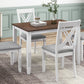 TOPMAX Rustic Minimalist Wood 5-Piece Dining Table Set with 4 X-Back Chairs, White Finish