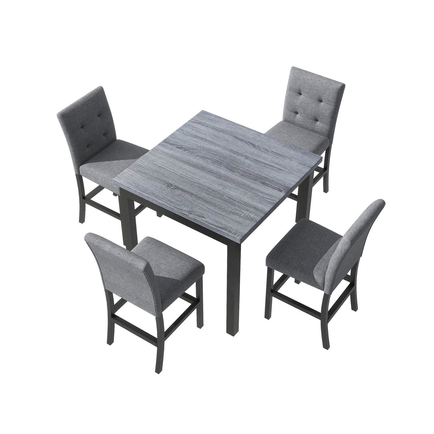 Juego de mesa de comedor de 5 piezas TOPMAX, mesa cuadrada de madera con 4 sillas altas con cojines suaves, color negro