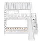 Twin over Twin House Bunk Bed with Trundle and Slide Storage Staircase Roof and Window Design  White