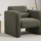 Modern Chair with Sheepskin Sherpa Fabric, Soft Cushion Armchair in Seaweed Green for Living Rooms