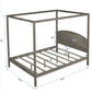 Queen Size Canopy Platform Bed with Headboard and Support Legs,Brown Wash