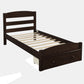 Platform Twin Bed Frame with Storage Drawer and Wood Slat Support No Box Spring Needed Espresso